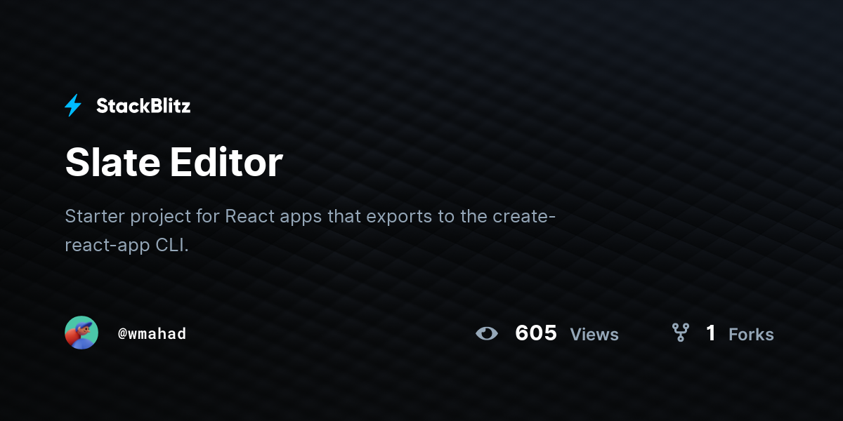 Slate Editor - StackBlitz