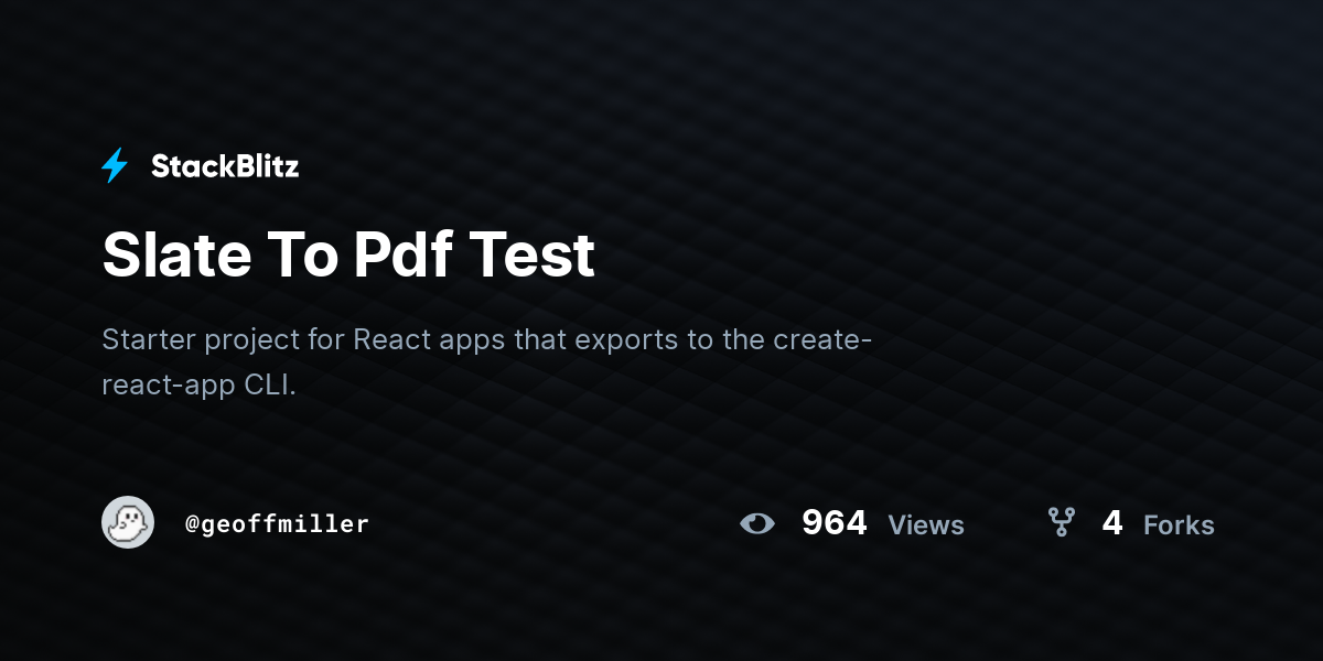 Slate To Pdf Test - StackBlitz