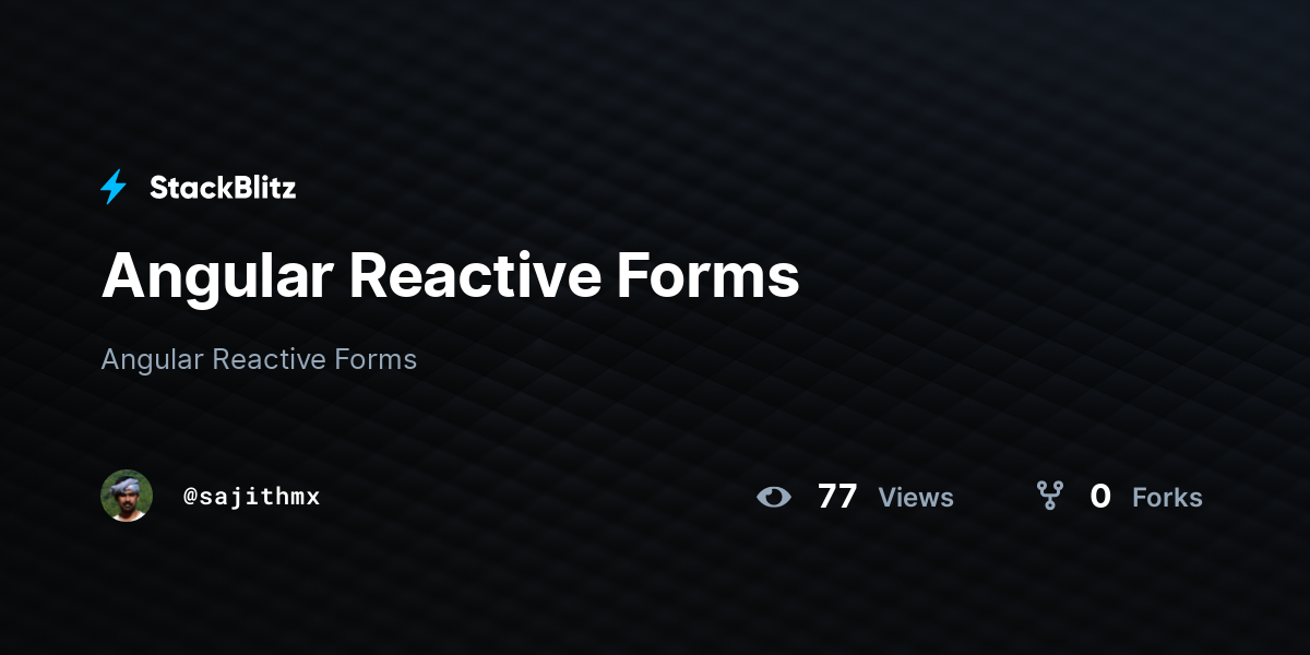 Angular Reactive Forms - StackBlitz
