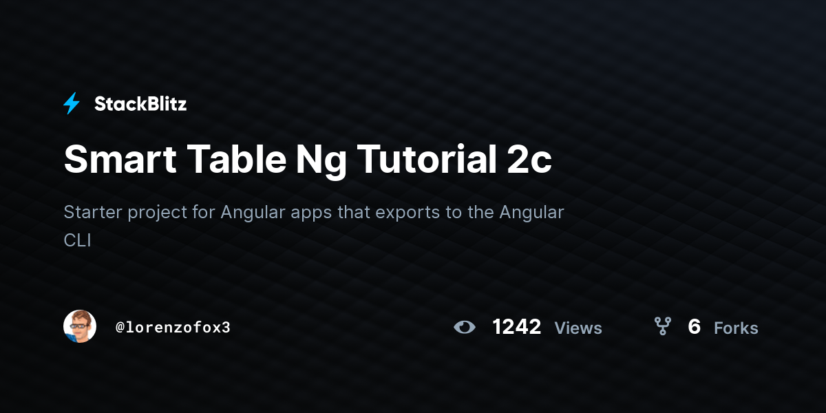Smart Table Ng Tutorial 2c - StackBlitz