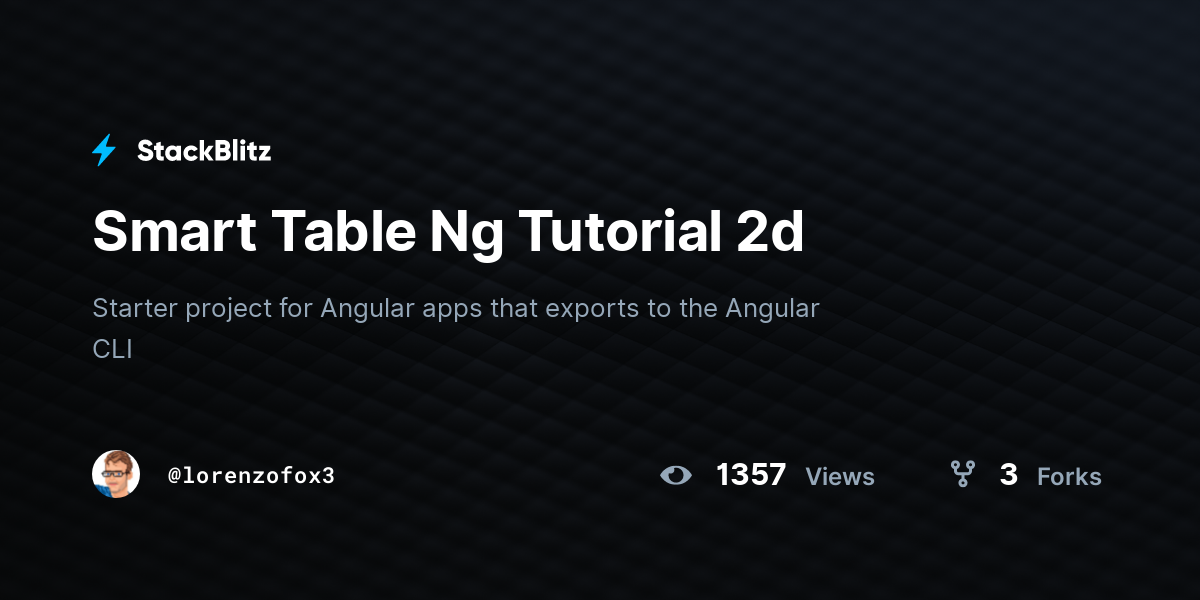 Smart Table Ng Tutorial 2d - StackBlitz