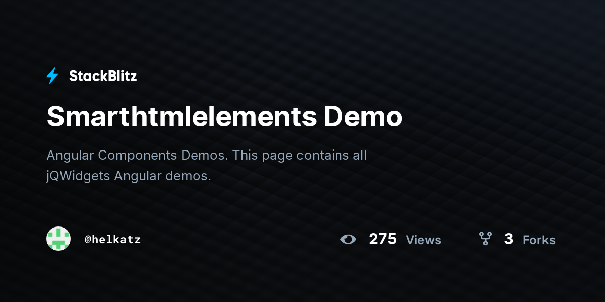 Smarthtmlelements Demo - StackBlitz