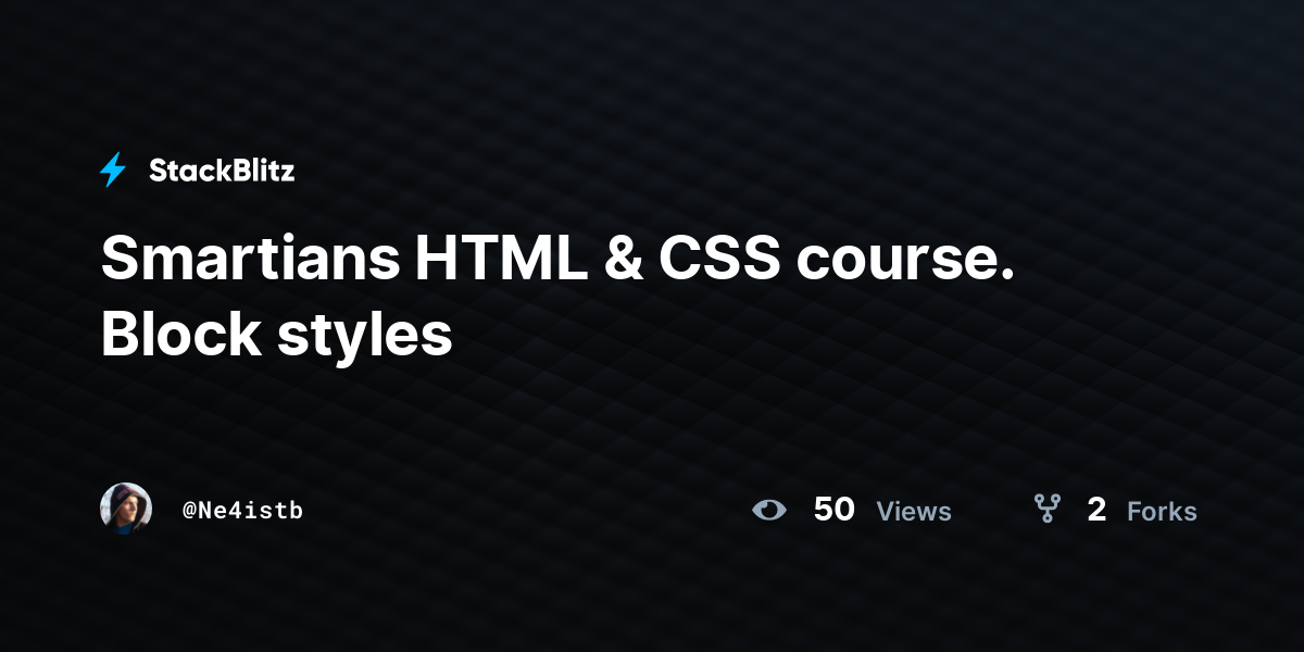 Smartians HTML & CSS course. Block styles - StackBlitz