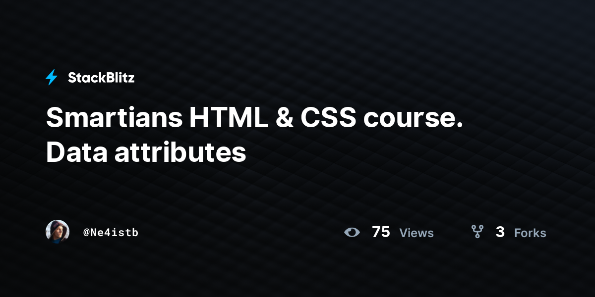 Smartians HTML & CSS course. Data attributes - StackBlitz