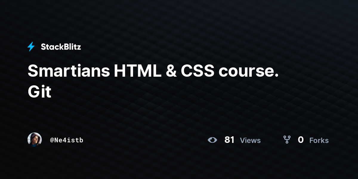 Smartians HTML & CSS course. Git - StackBlitz