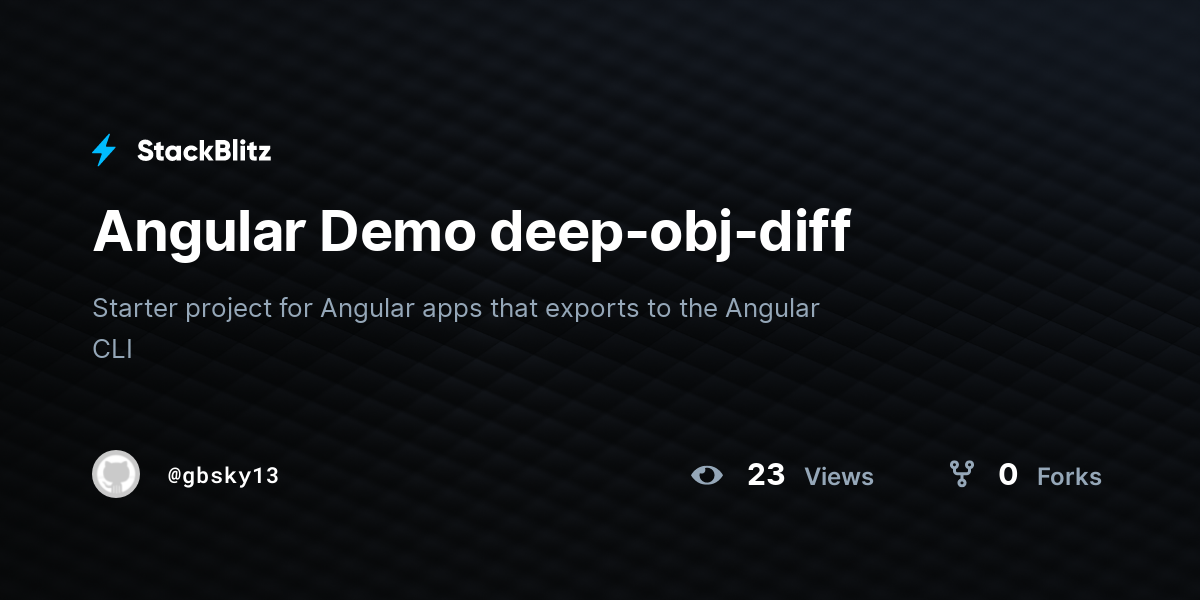 Angular Demo deep-obj-diff - StackBlitz