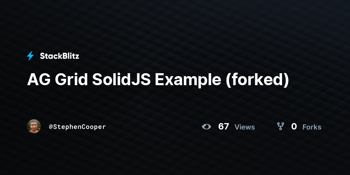 AG Grid SolidJS Example (forked) - StackBlitz