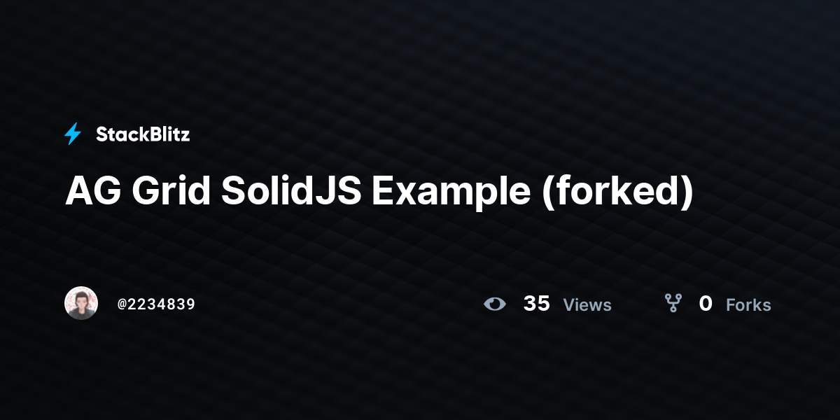 AG Grid SolidJS Example (forked) - StackBlitz