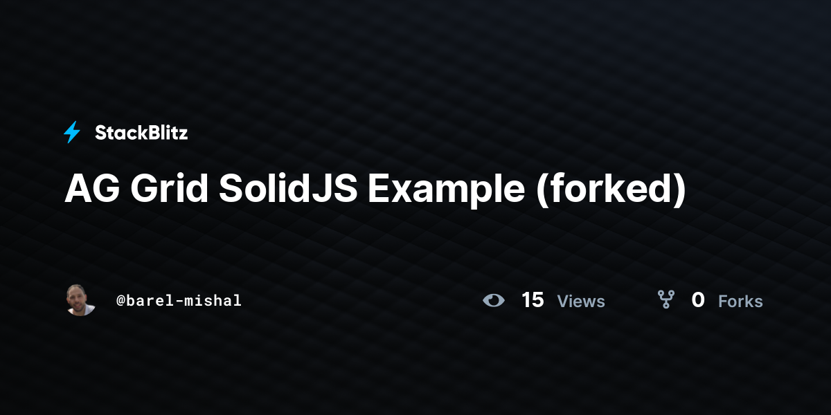 AG Grid SolidJS Example (forked) - StackBlitz