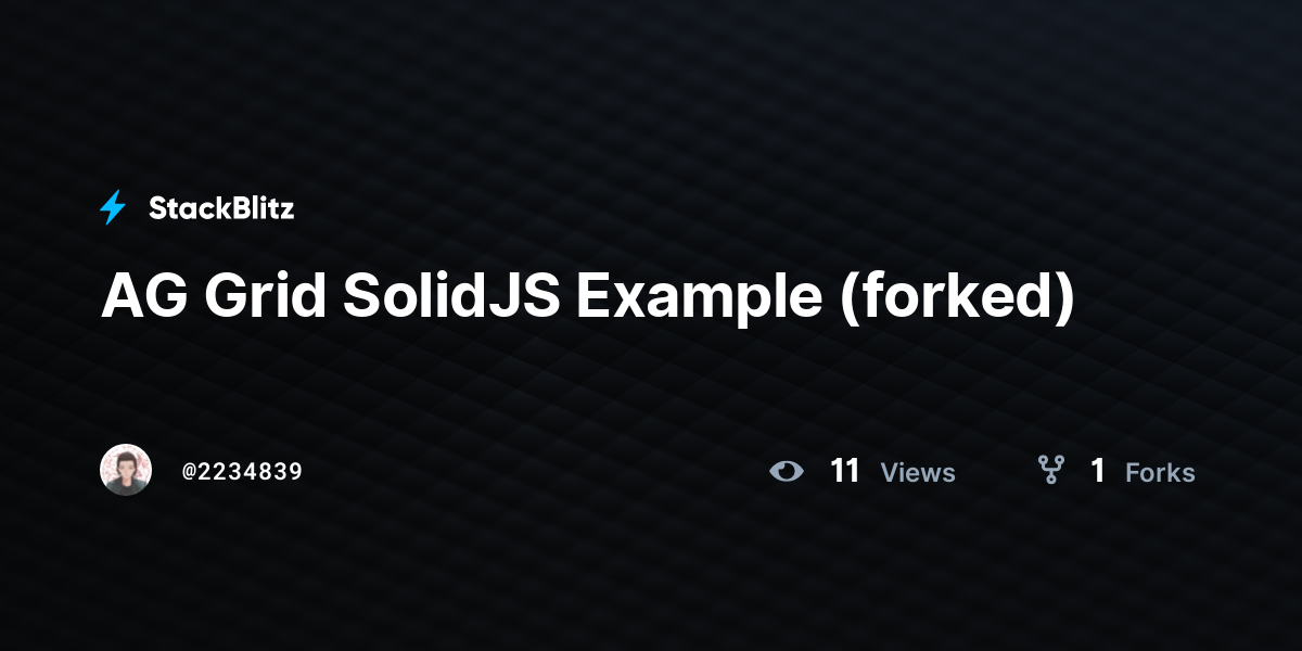 AG Grid SolidJS Example (forked) - StackBlitz