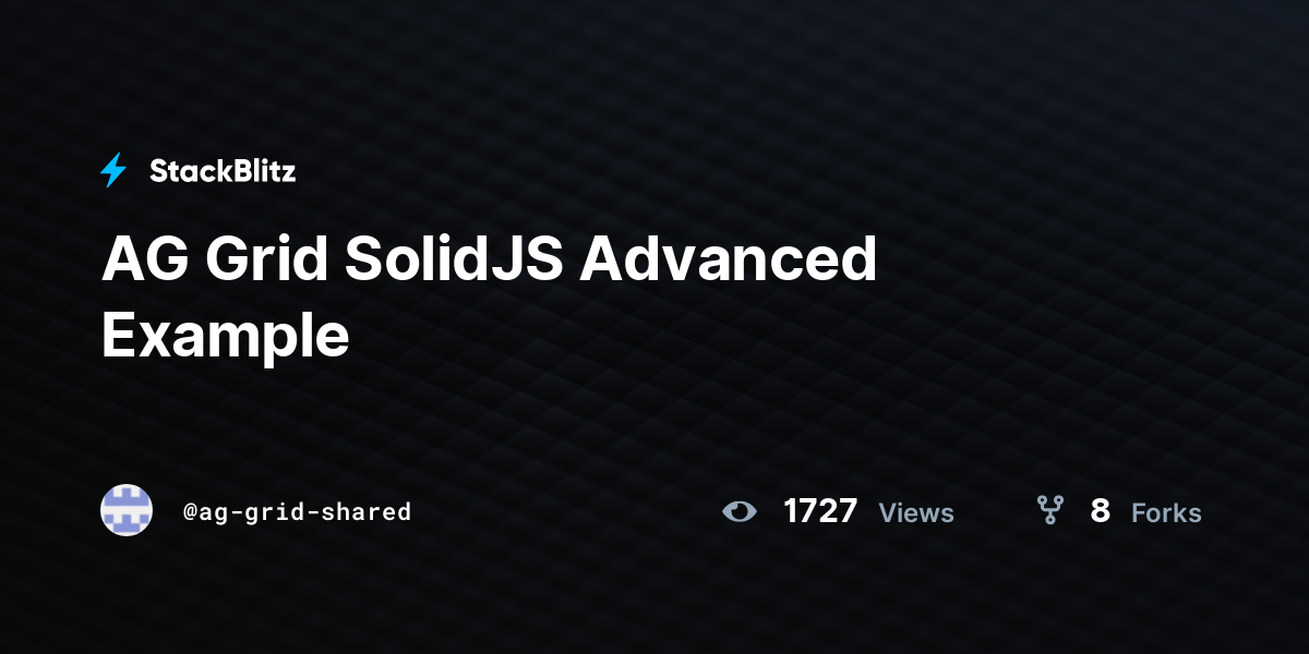 AG Grid SolidJS Advanced Example - StackBlitz