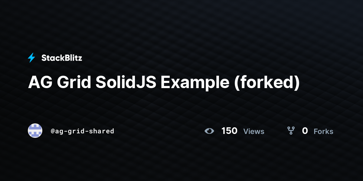 AG Grid SolidJS Example (forked) - StackBlitz