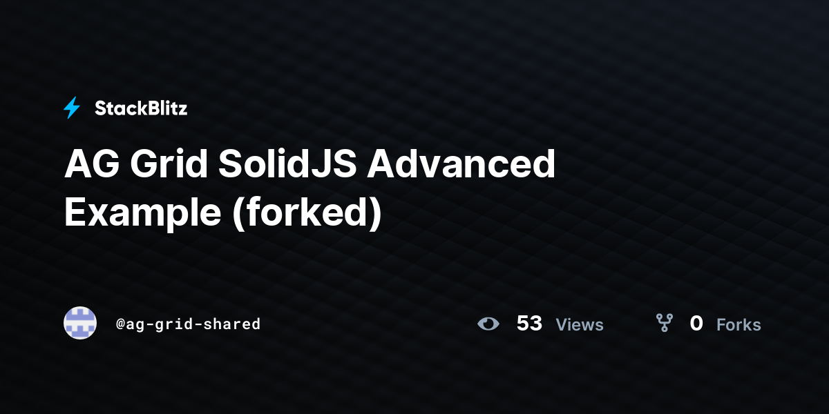 AG Grid SolidJS Advanced Example (forked) - StackBlitz