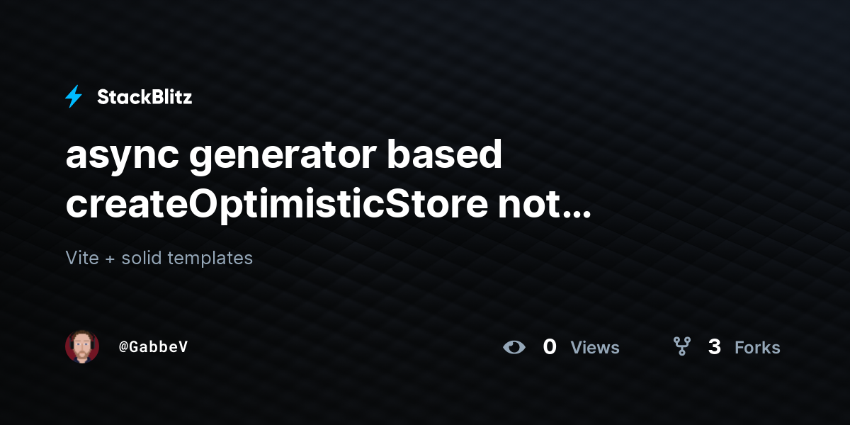 async generator based createOptimisticStore not working with isPending ...