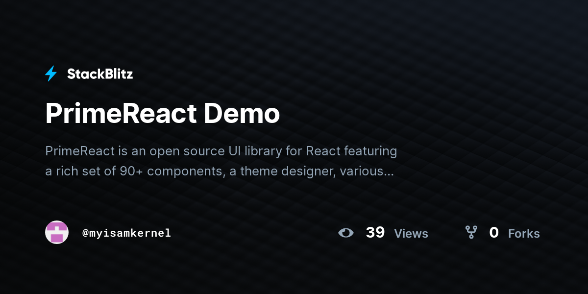 PrimeReact Demo - StackBlitz