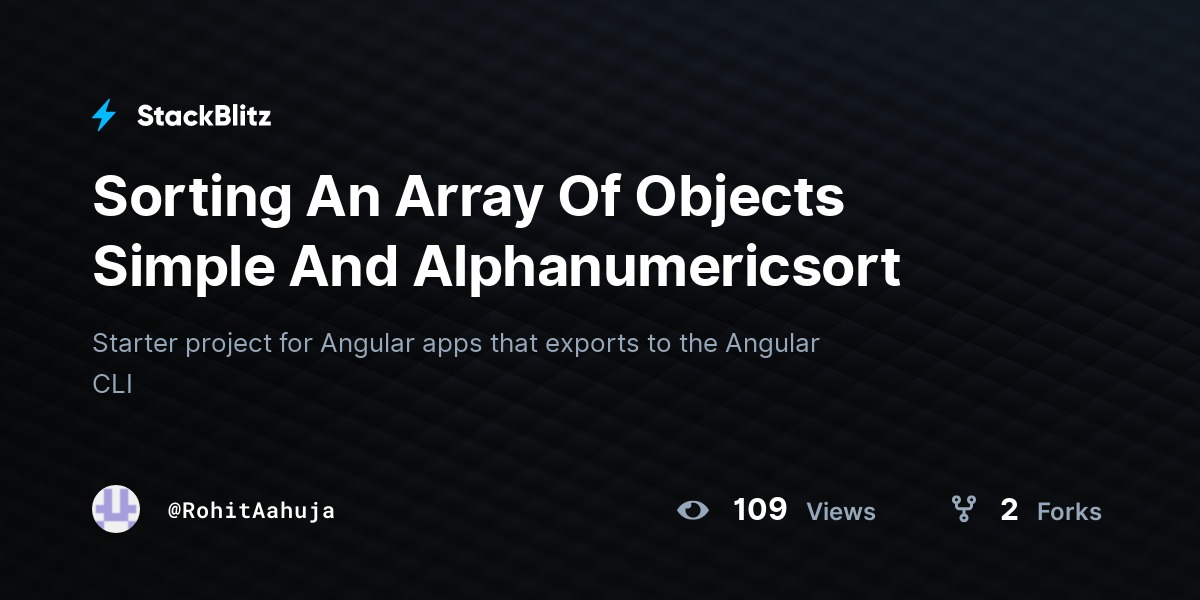 Sorting An Array Of Objects Simple And Alphanumericsort - StackBlitz
