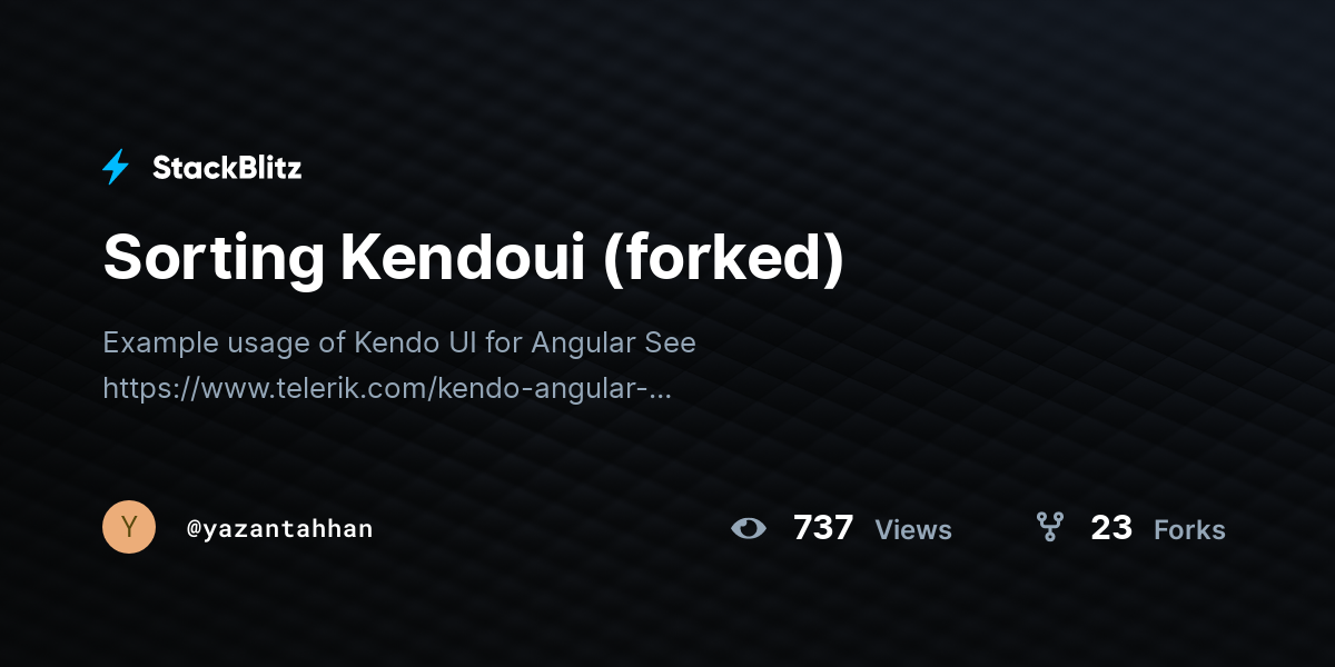 Sorting Kendoui (forked) - StackBlitz