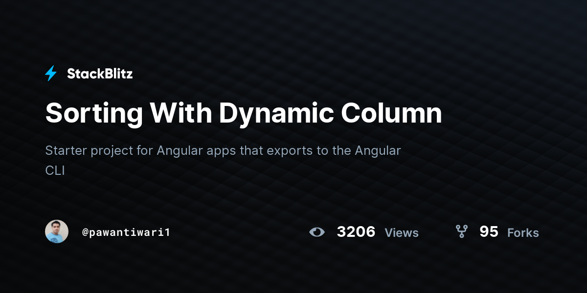 Sorting With Dynamic Column - StackBlitz