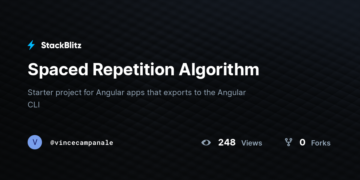 Spaced Repetition Algorithm - StackBlitz