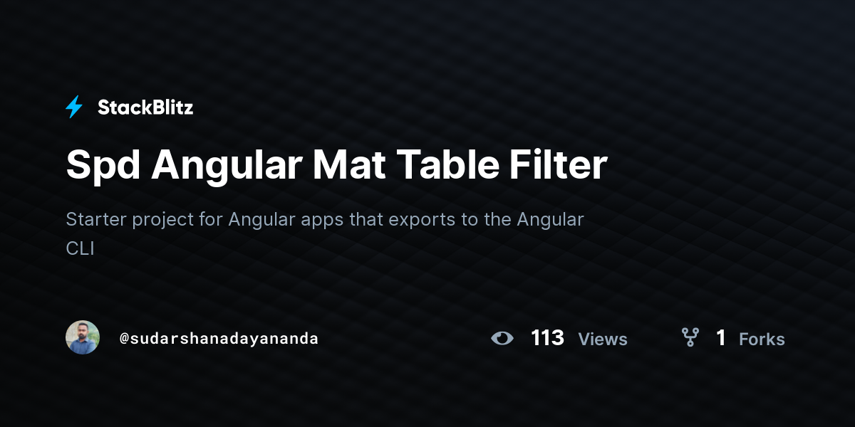Spd Angular Mat Table Filter StackBlitz
