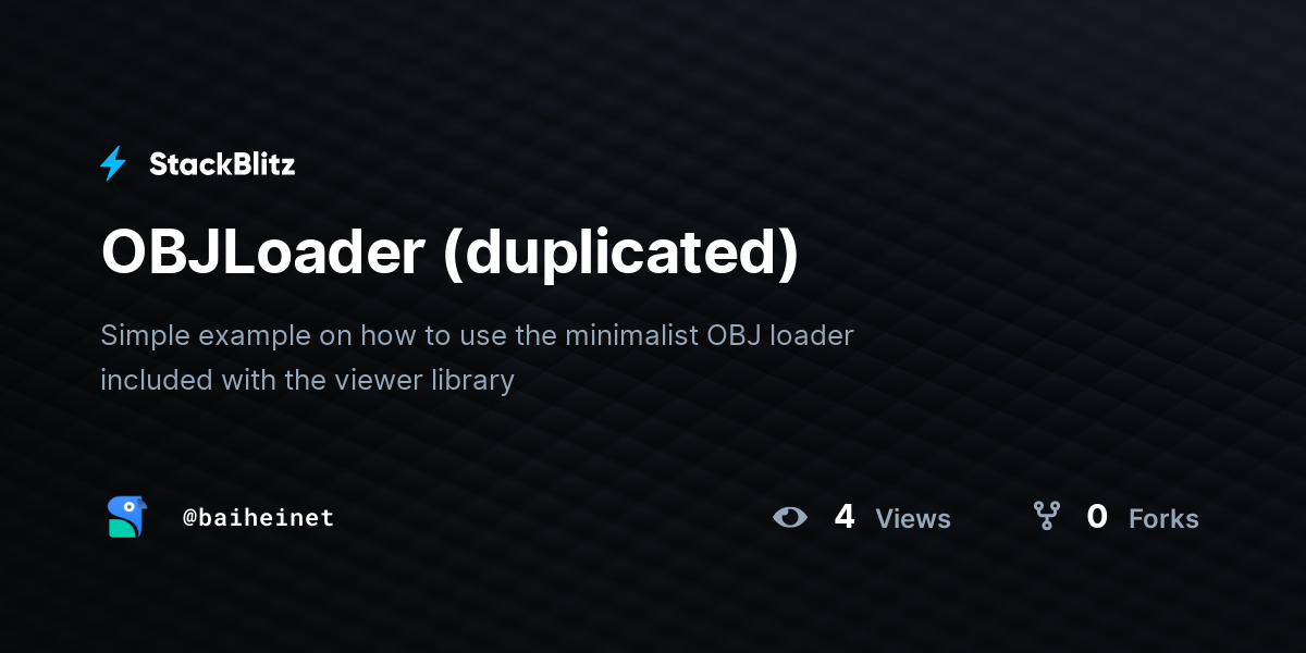 OBJLoader (duplicated) - StackBlitz