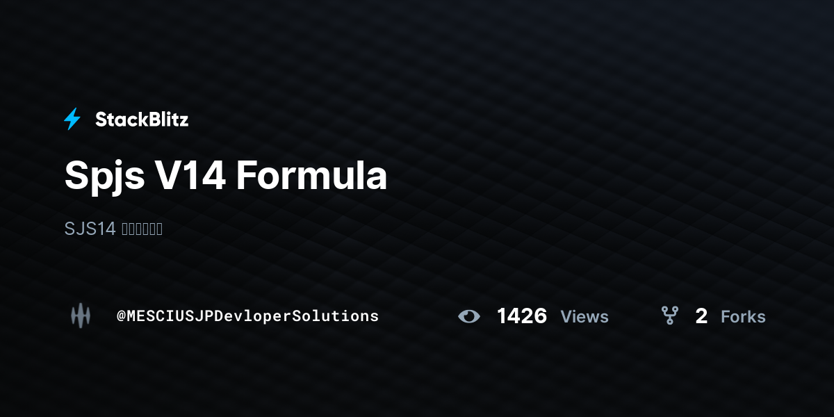 Spjs V14 Formula - StackBlitz
