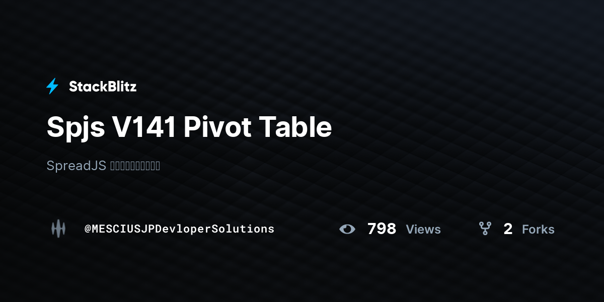 Spjs V141 Pivot Table - StackBlitz