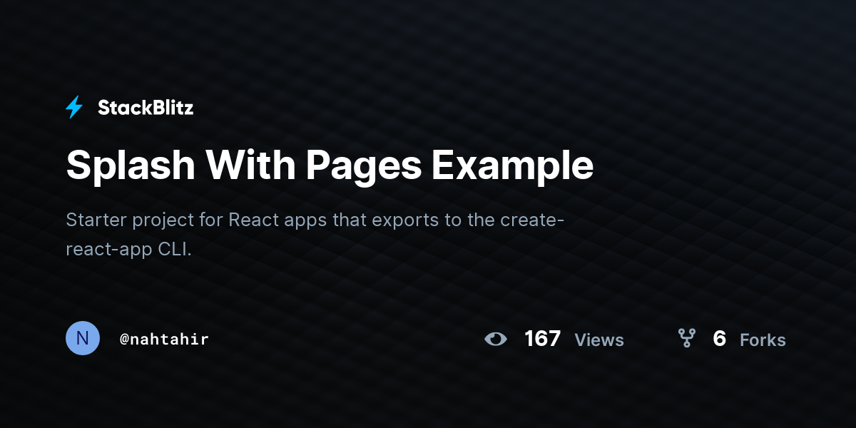 Splash With Pages Example StackBlitz