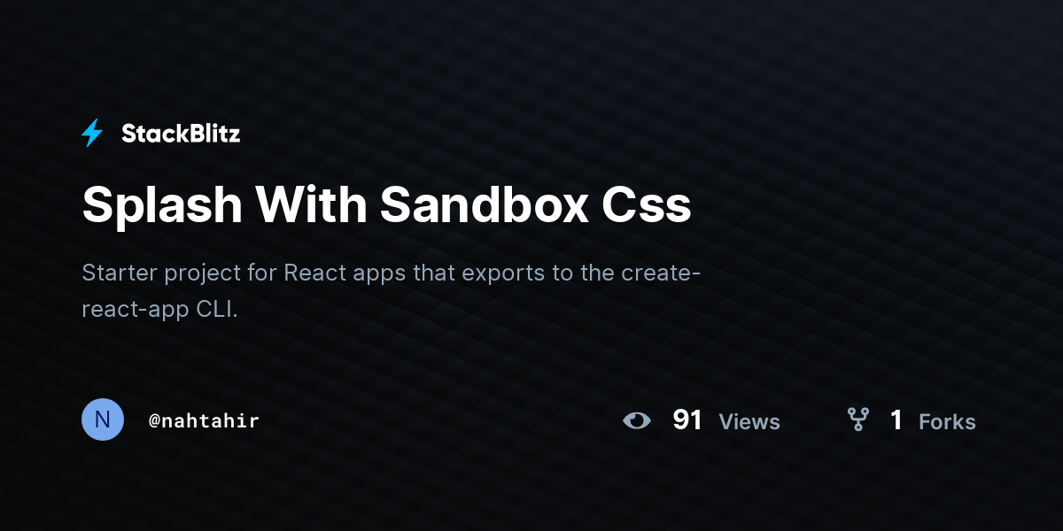 Splash With Sandbox Css - StackBlitz