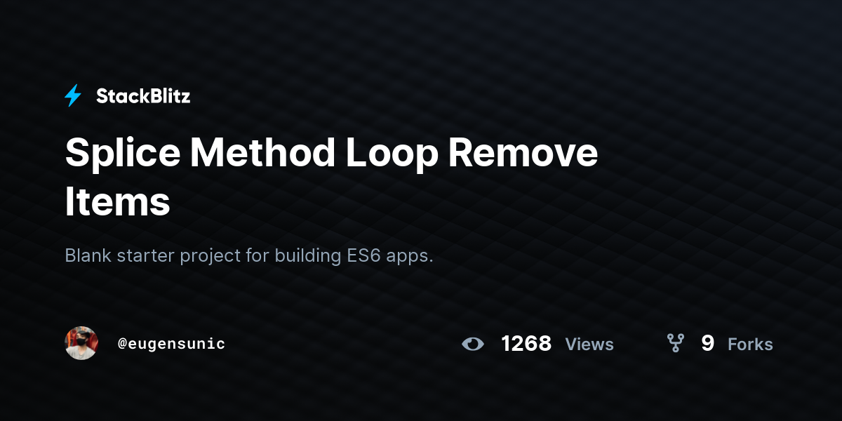 Splice Method Loop Remove Items - StackBlitz