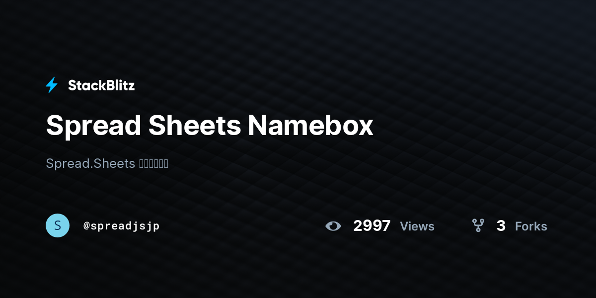 Spread Sheets Namebox - StackBlitz