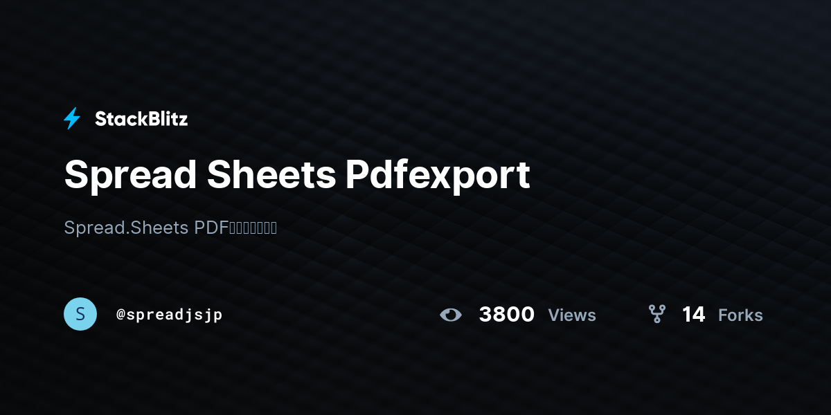 Spread Sheets Pdfexport - StackBlitz