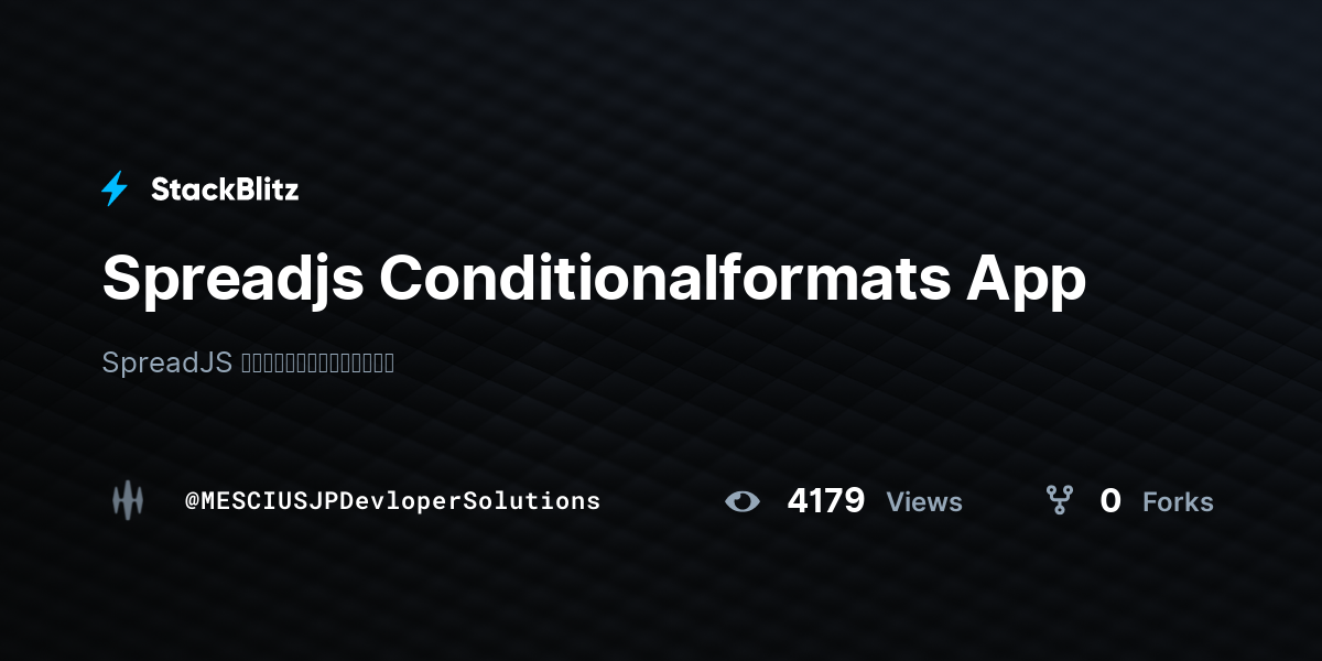Spreadjs Conditionalformats App - StackBlitz
