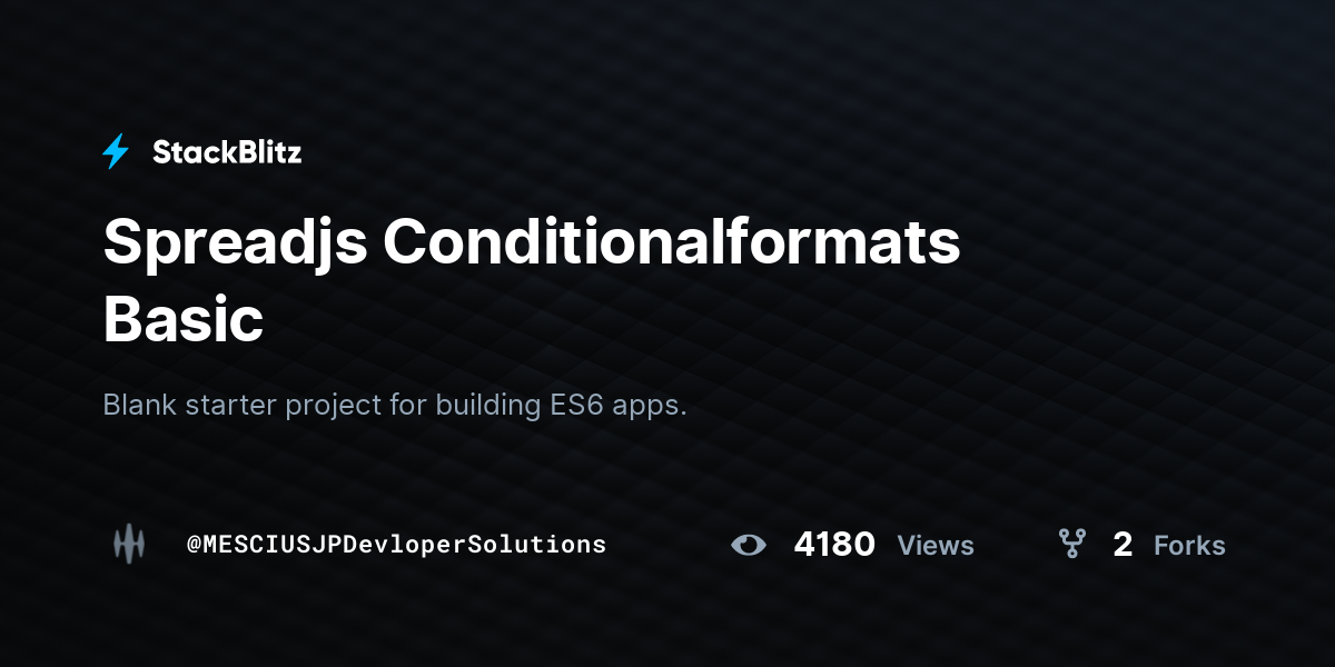 Spreadjs Conditionalformats Basic - StackBlitz