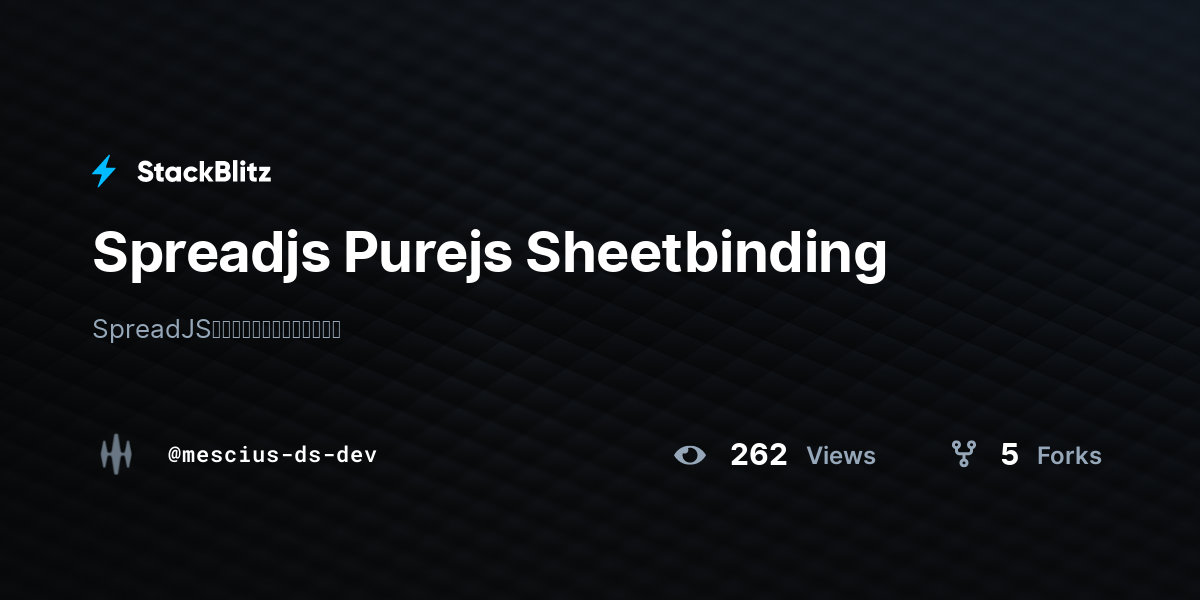 Spreadjs Purejs Sheetbinding - StackBlitz