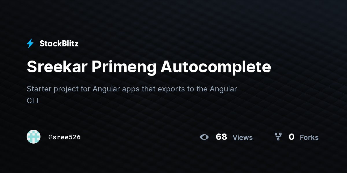 Sreekar Primeng Autocomplete - StackBlitz