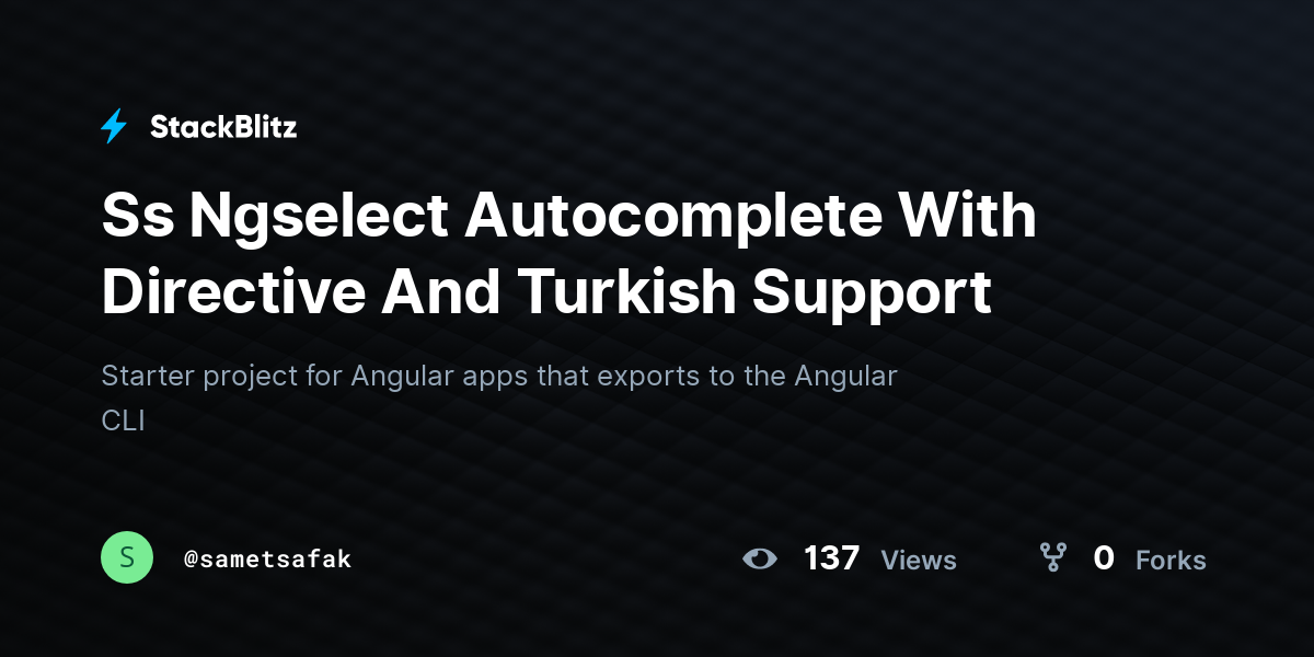 Ss Ngselect Autocomplete With Directive And Turkish Support - StackBlitz