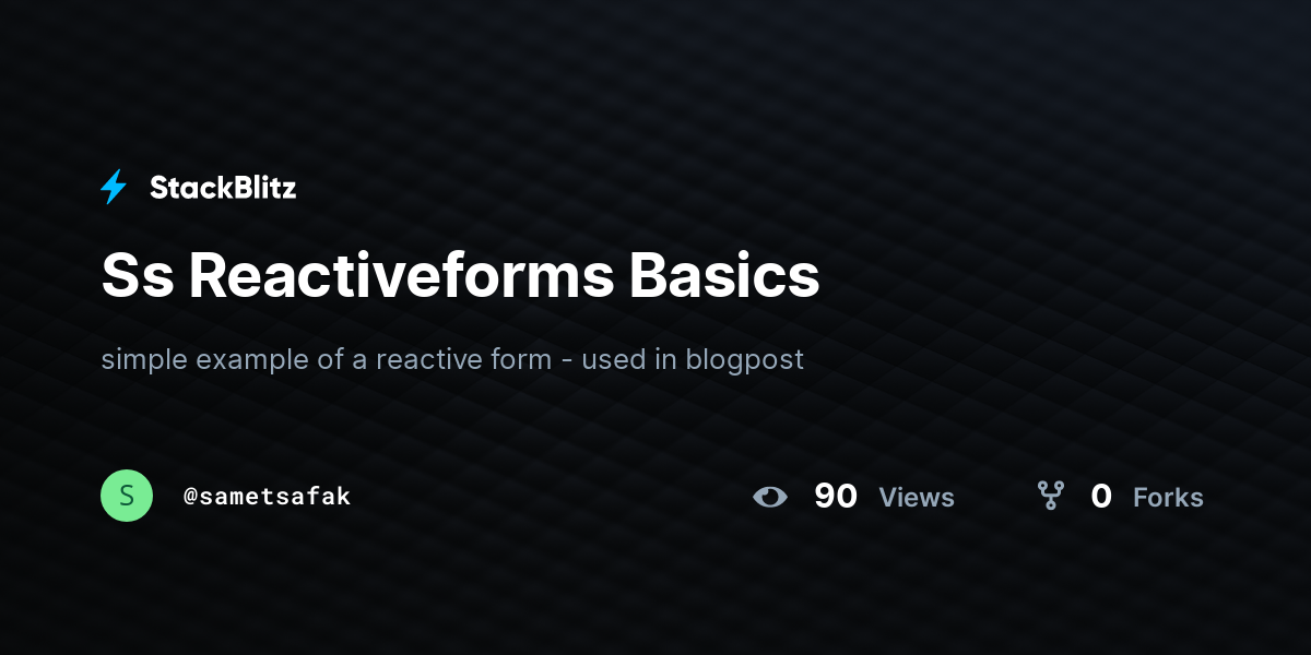 Ss Reactiveforms Basics - StackBlitz