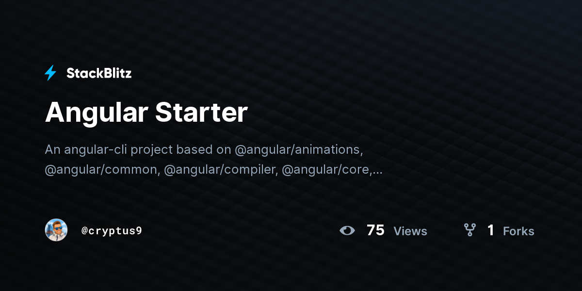 Angular Starter - StackBlitz