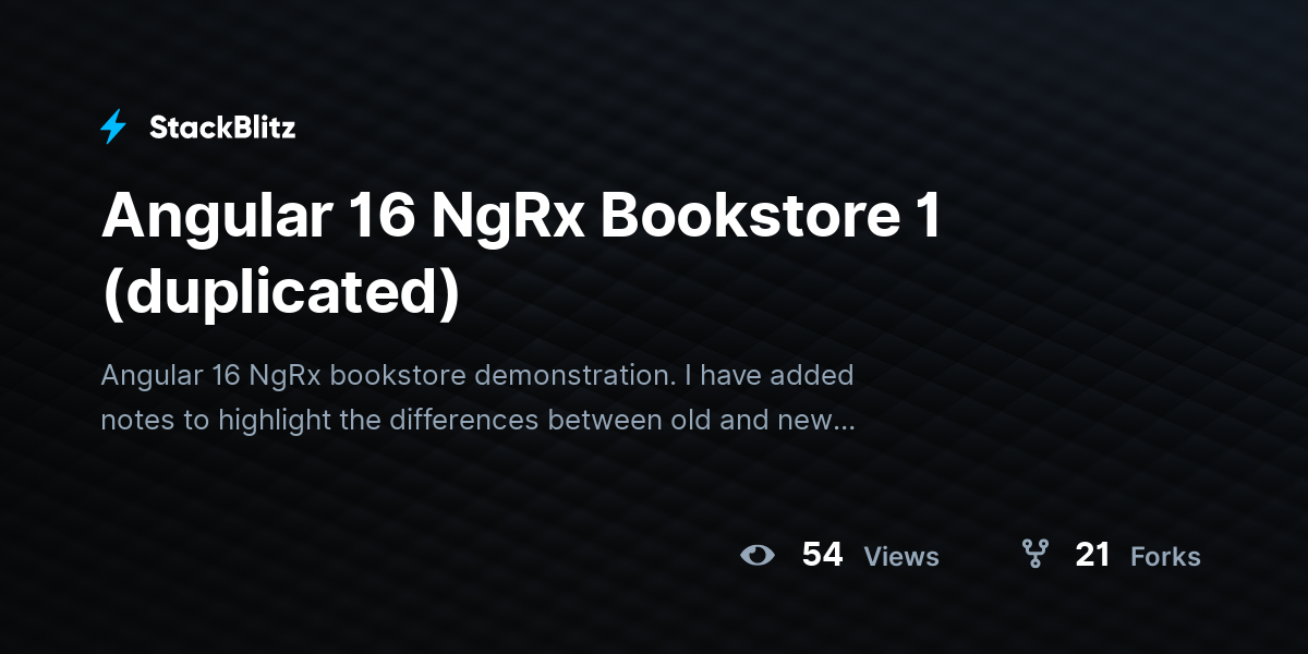 Angular 16 NgRx Bookstore 1 (duplicated) - StackBlitz