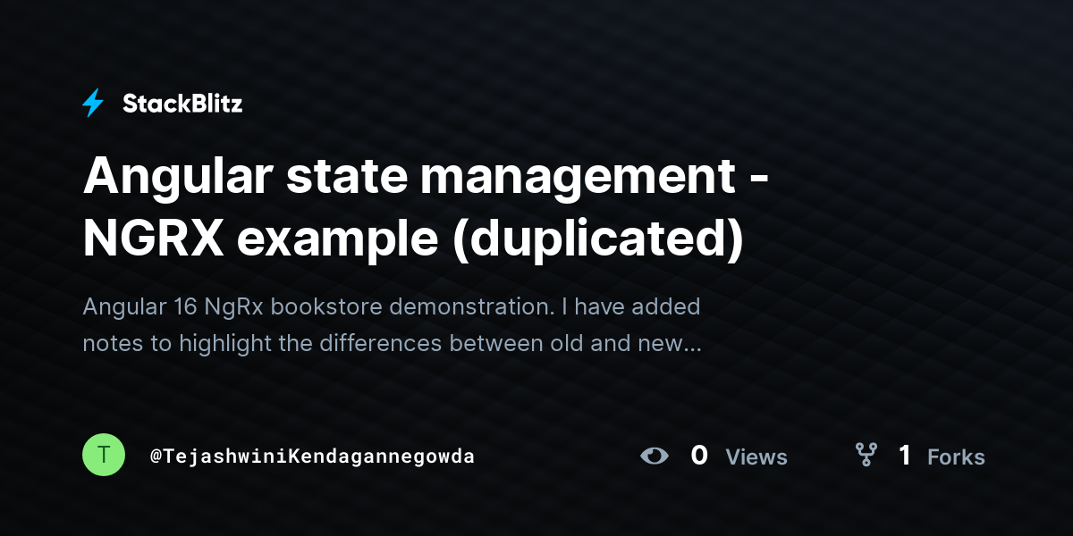 Angular state management - NGRX example (duplicated) - StackBlitz