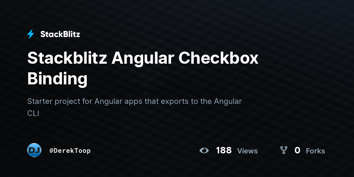 Stackblitz Angular Checkbox Binding - StackBlitz