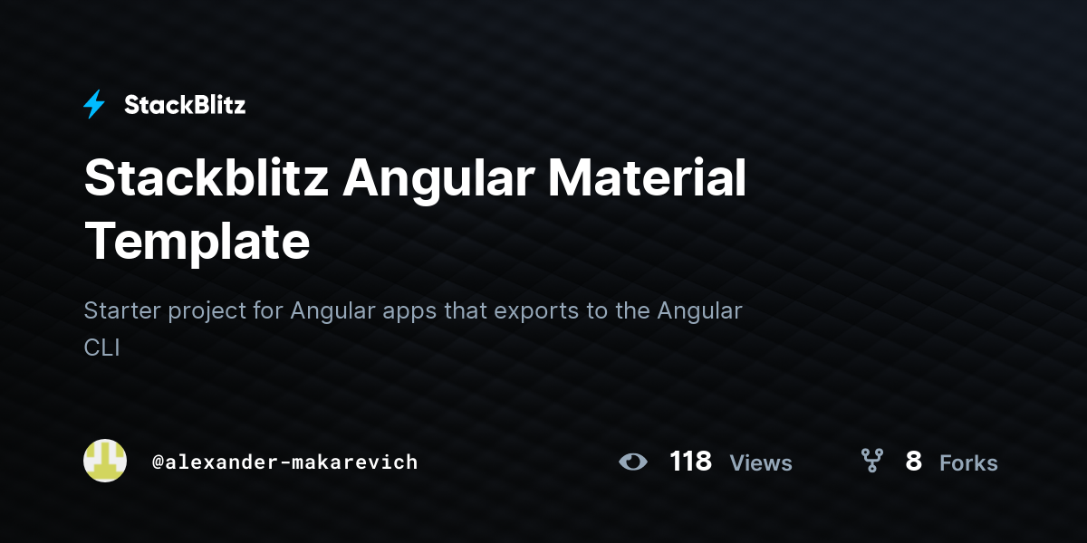 Stackblitz Angular Material Template - StackBlitz