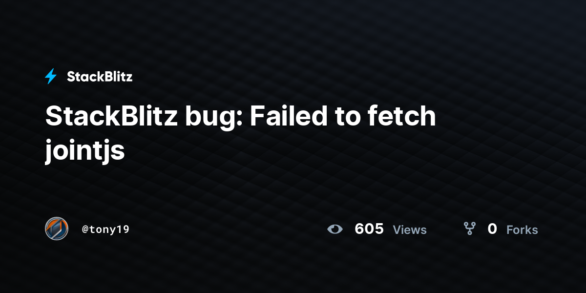 StackBlitz bug: Failed to fetch jointjs - StackBlitz