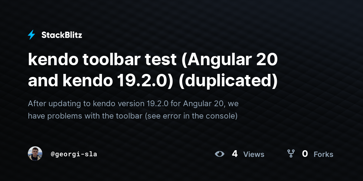 kendo toolbar test (Angular 20 and kendo 19.2.0) (duplicated) - StackBlitz