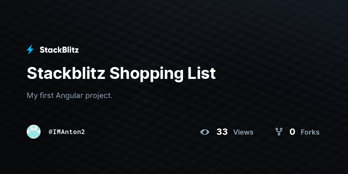 Stackblitz Shopping List - StackBlitz