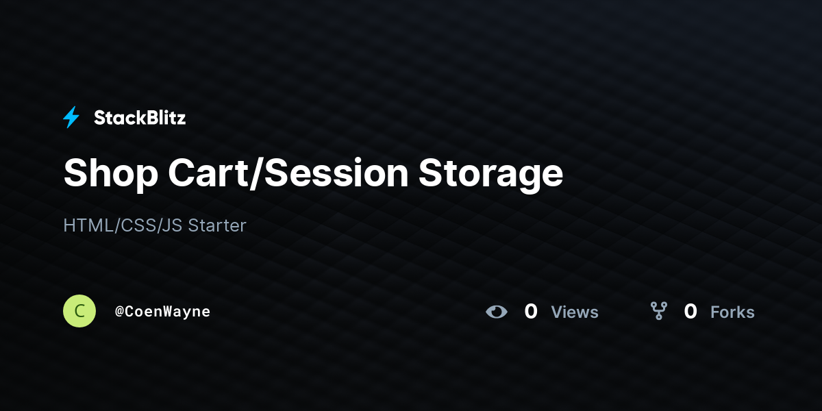 Shop Cart/Session Storage - StackBlitz