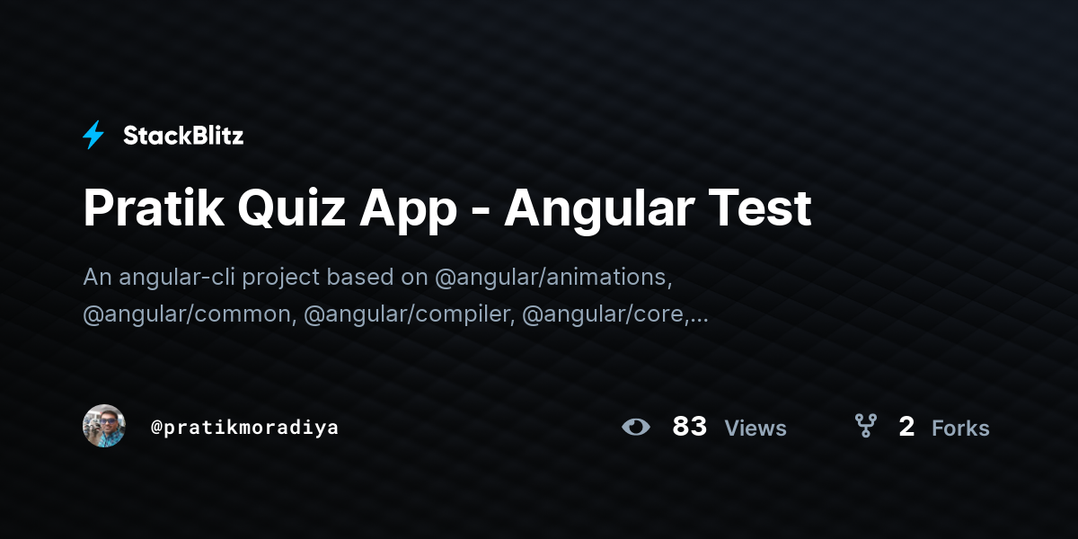 Pratik Quiz App - Angular Test - StackBlitz