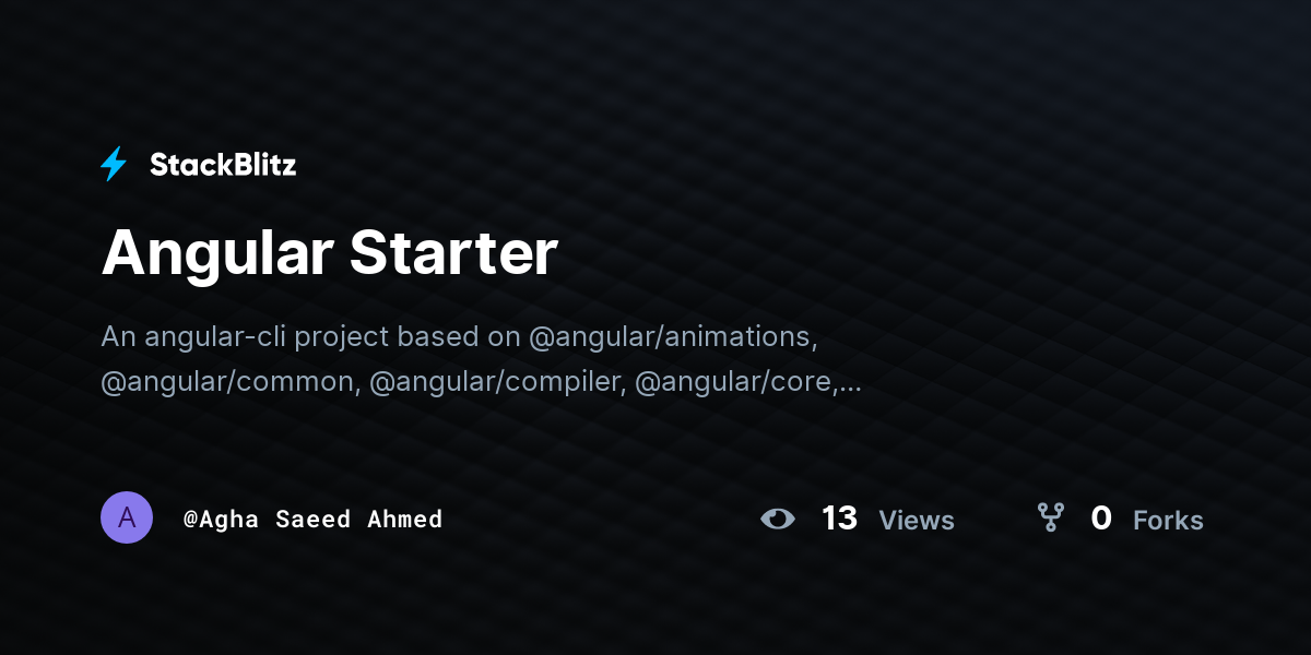 Angular Starter - StackBlitz