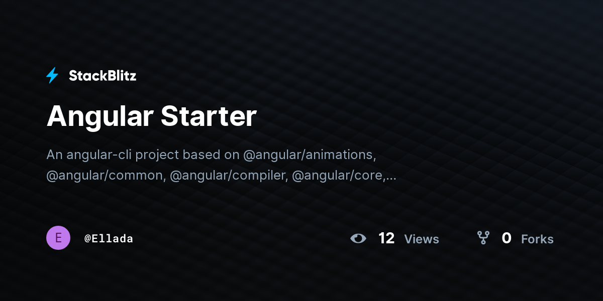 Angular Starter - StackBlitz